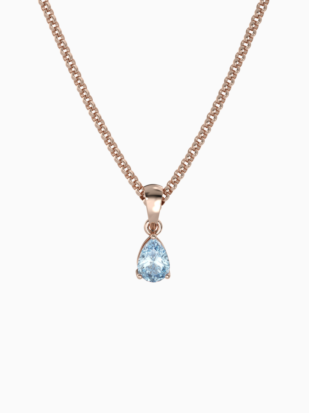 Laura Necklace (Aquamarine) - Rose Gold Plated