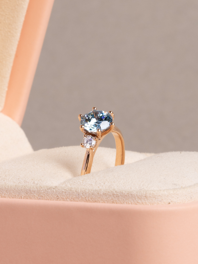 Azure Ring - 0.93 Ct Fancy Intense Blue Lab Grown Diamond - 18K Rose Gold