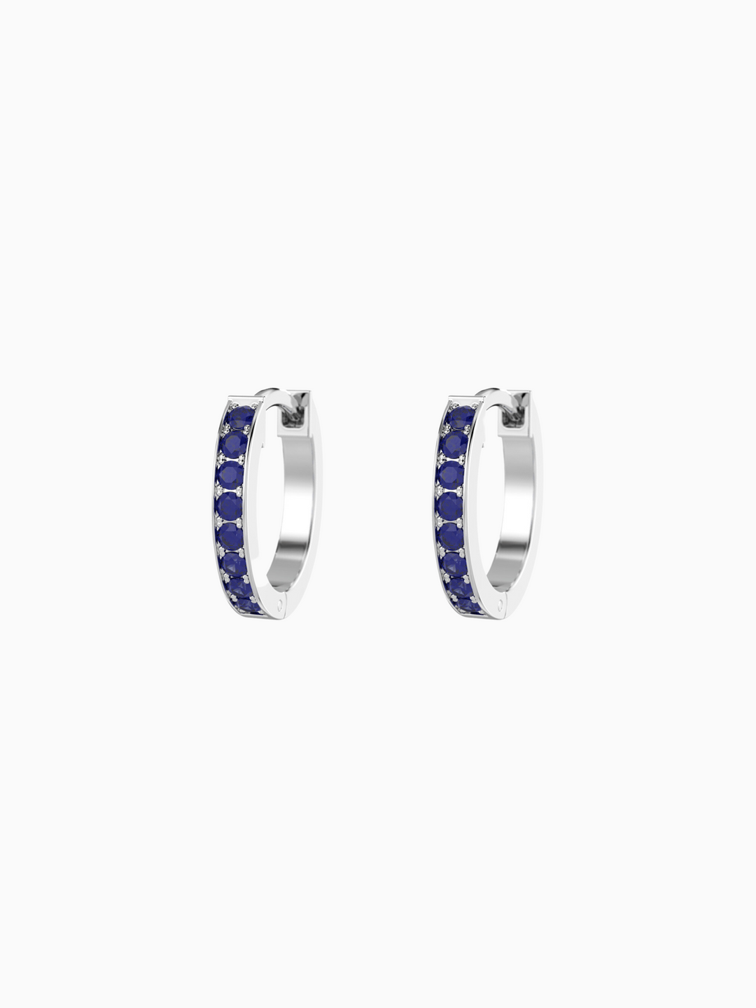 Wilma Earrings (Blue Sapphire) - Rhodium Plated