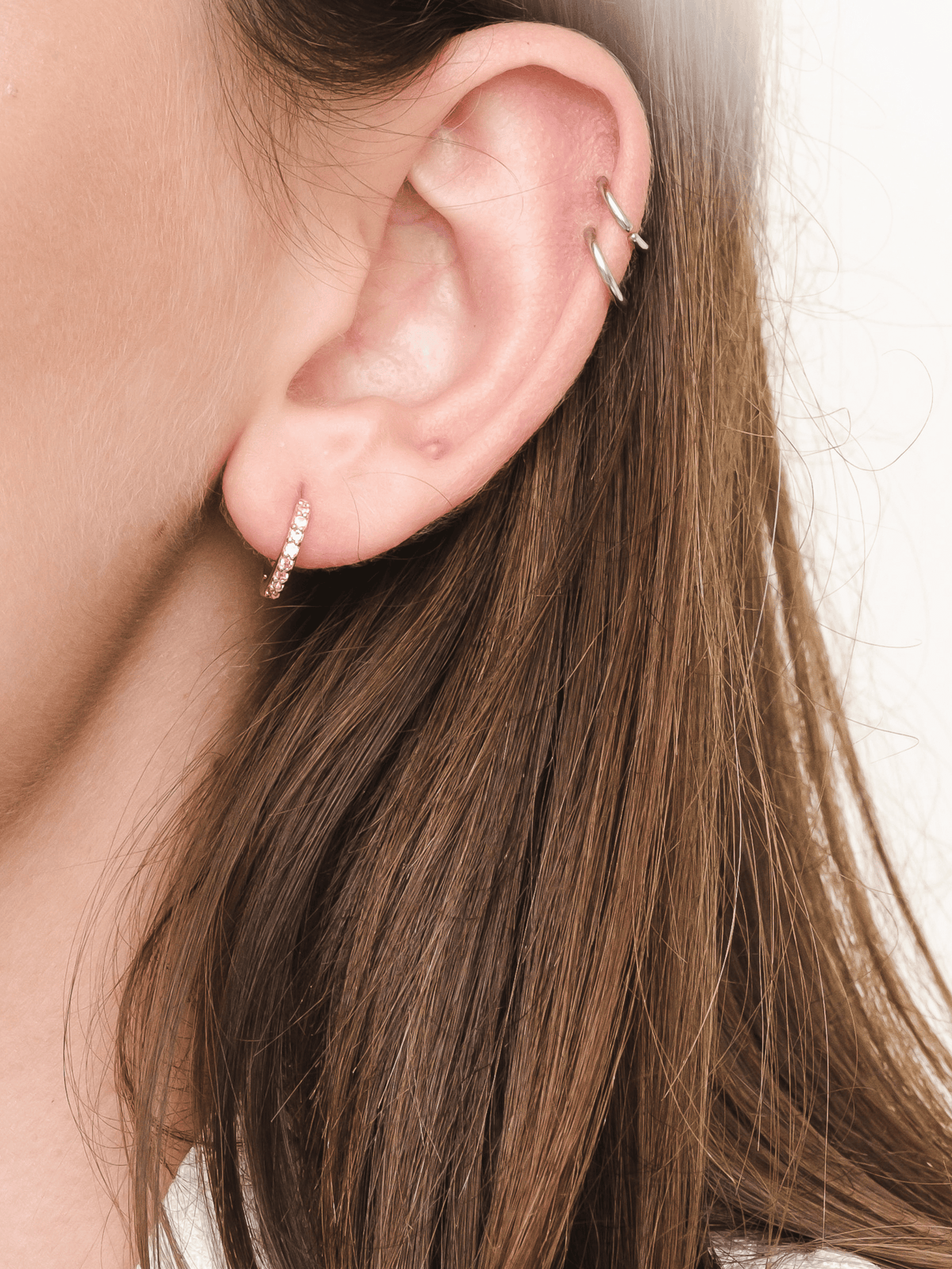 Winnie earrings (pink sapphire)   rose gold plated