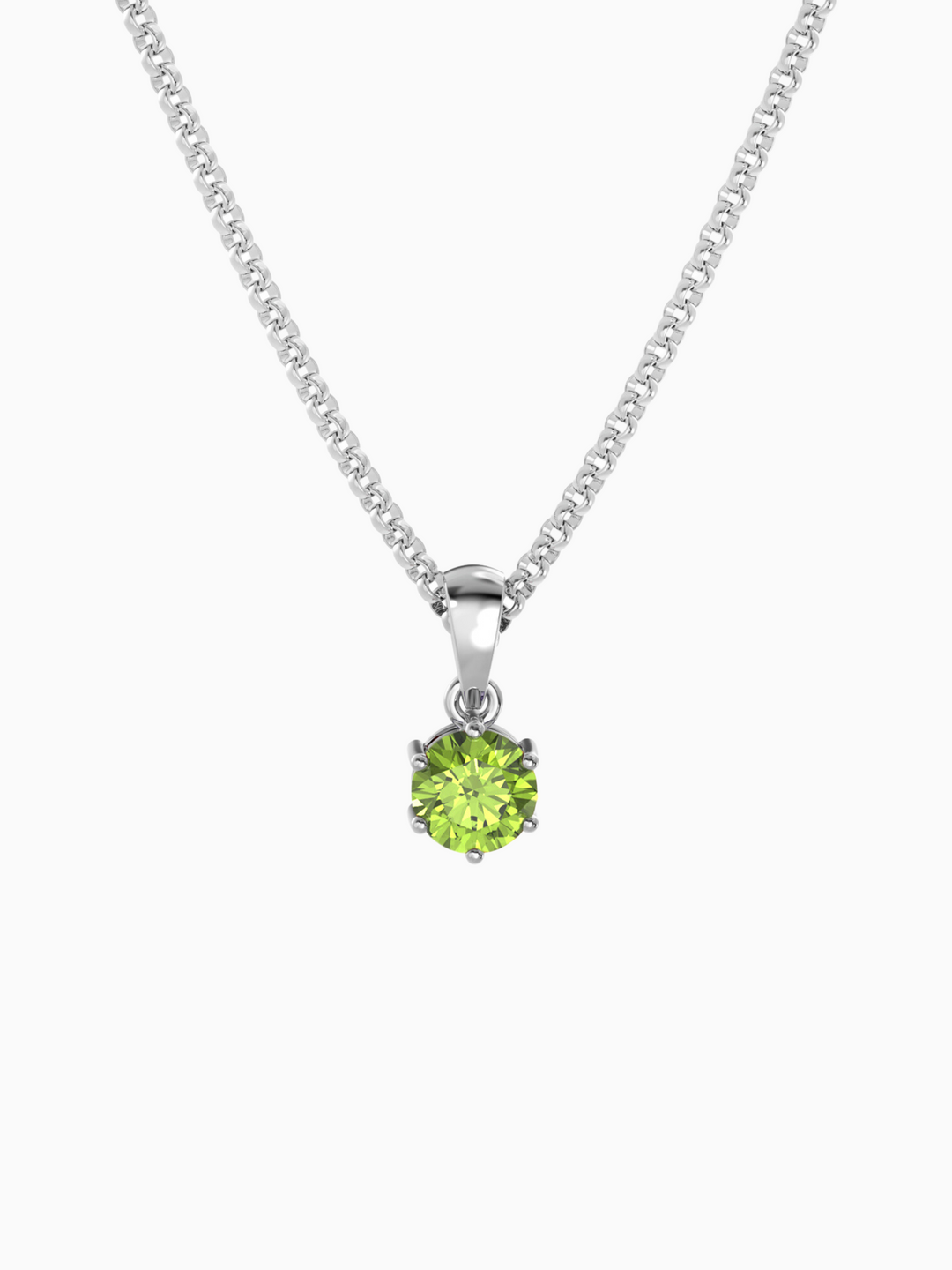 Bianca Necklace (Peridot) - Rhodium Plated