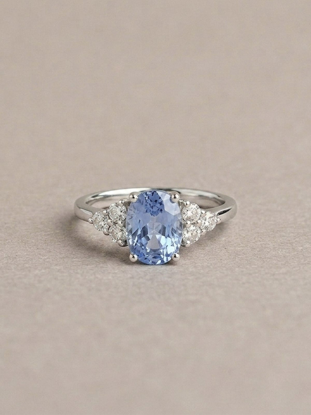 Tiffany Ring - Blue Sapphires & Lab Diamond - Platinum