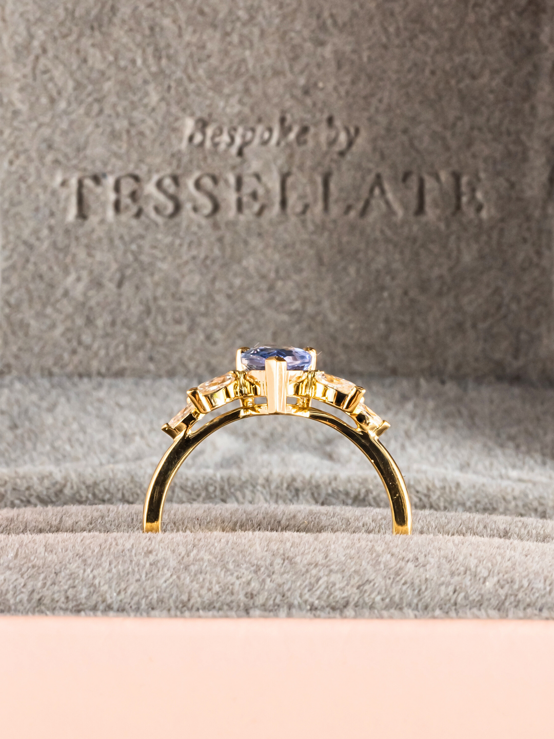 Christina Ring - Blue Sapphire & Moissanite - 18K Yellow Gold