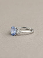 Load image into Gallery viewer, Tiffany Ring - Blue Sapphires &amp; Lab Diamond - Platinum

