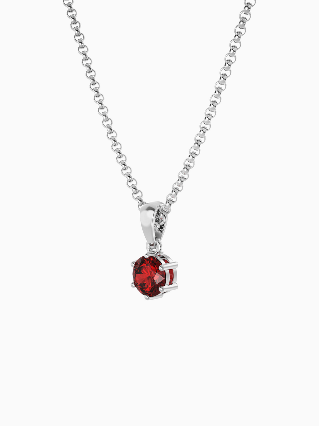 Bianca Necklace (Garnet) - Rhodium Plated