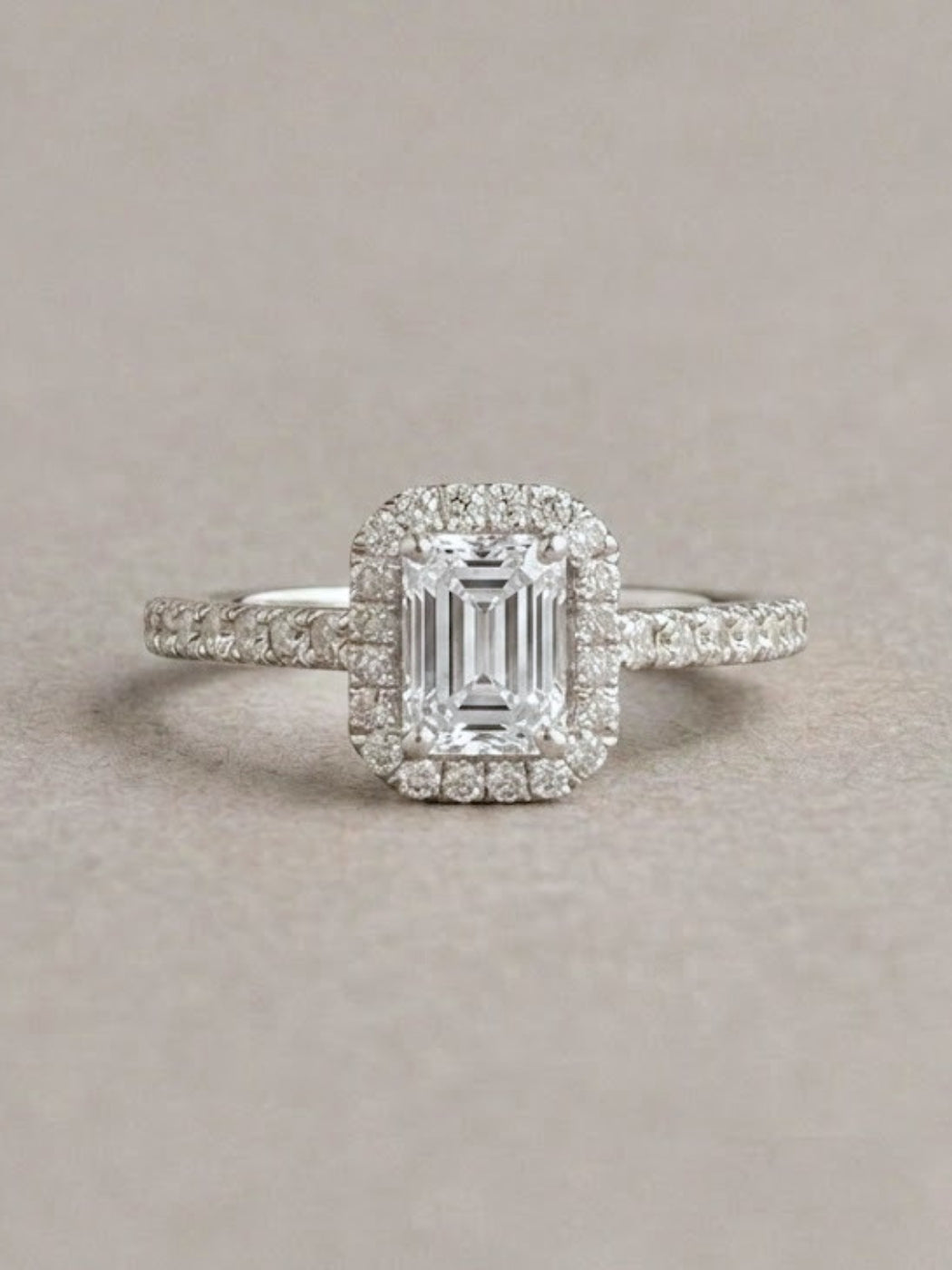 Lab Grown Diamond Ring - Emerald Cut (Halo Design)