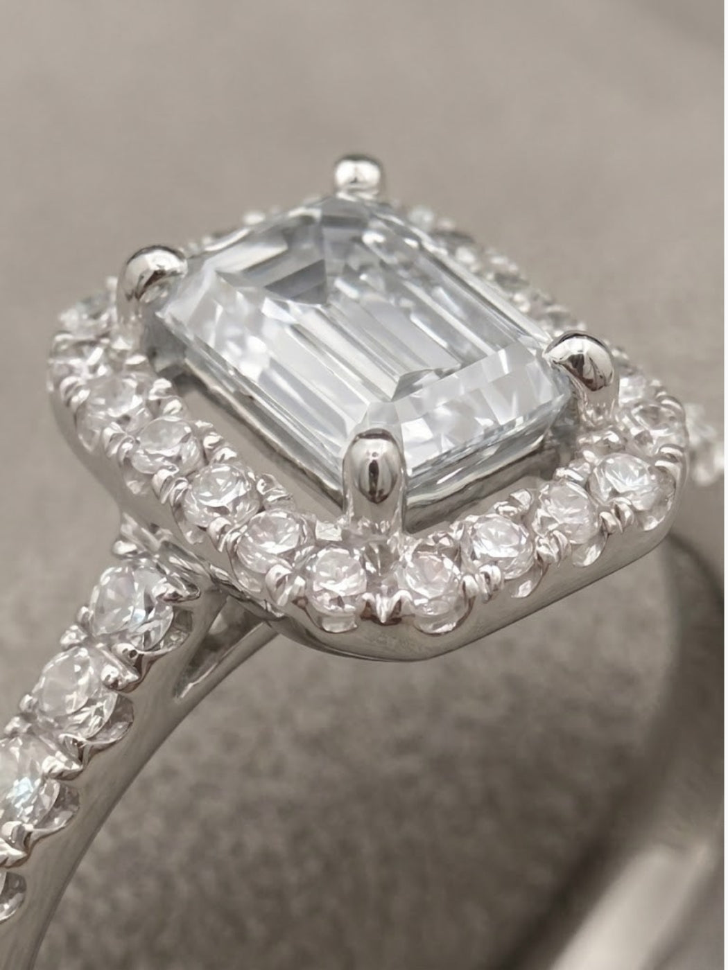 Lab Grown Diamond Ring - Emerald Cut (Halo Design)