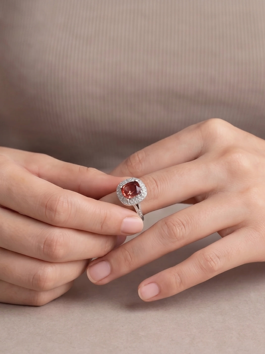 Isabella Ring - 3.40 Ct Tourmaline & Lab Diamonds - 14K White Gold