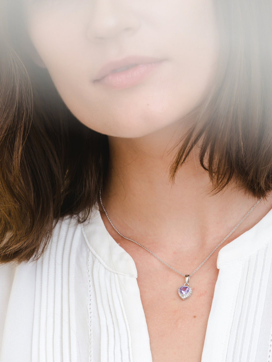 Leanne Necklace (Amethyst) - Rhodium Plated