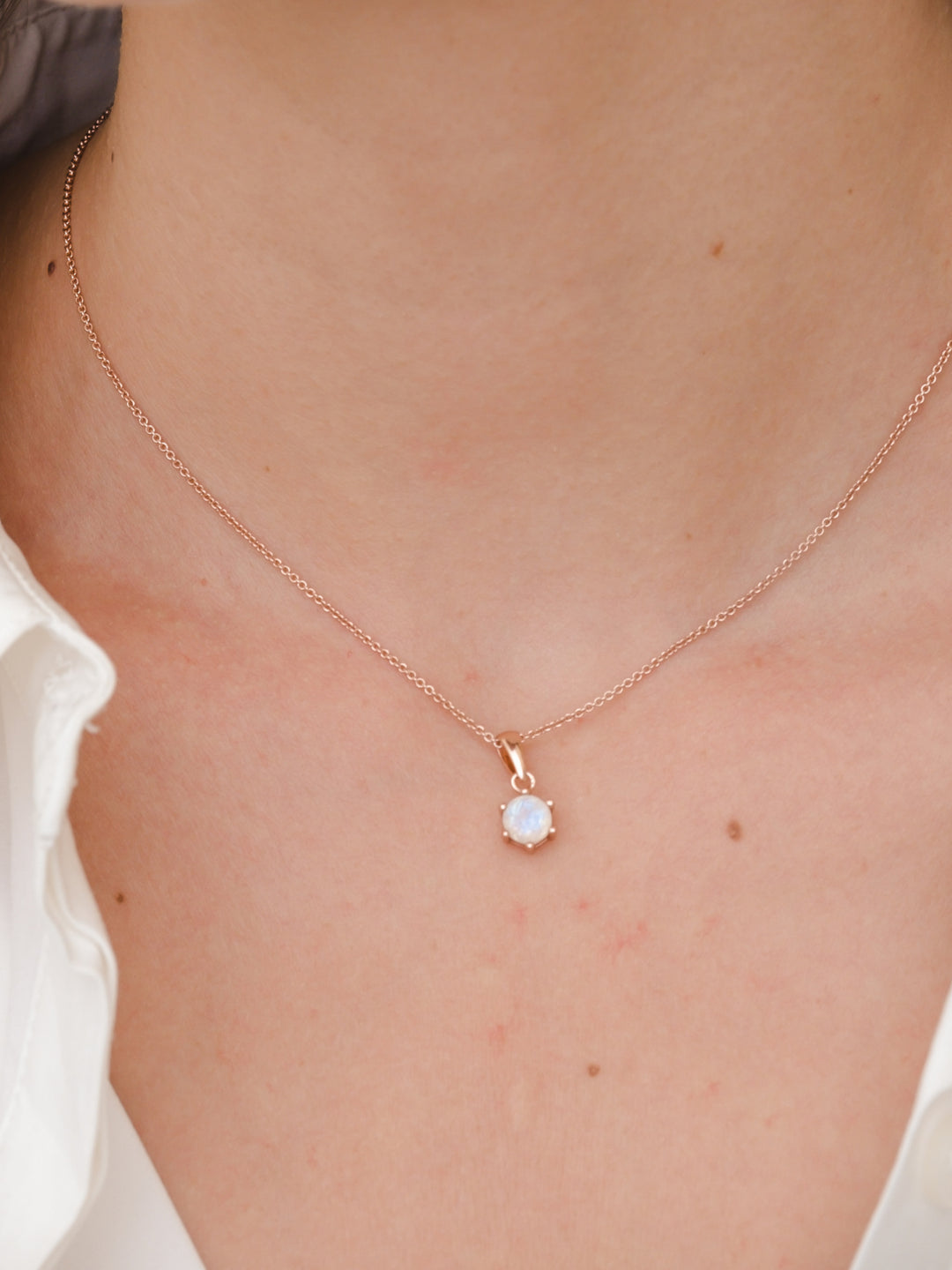 Bianca Necklace (Moonstone) - Rose Gold Plated