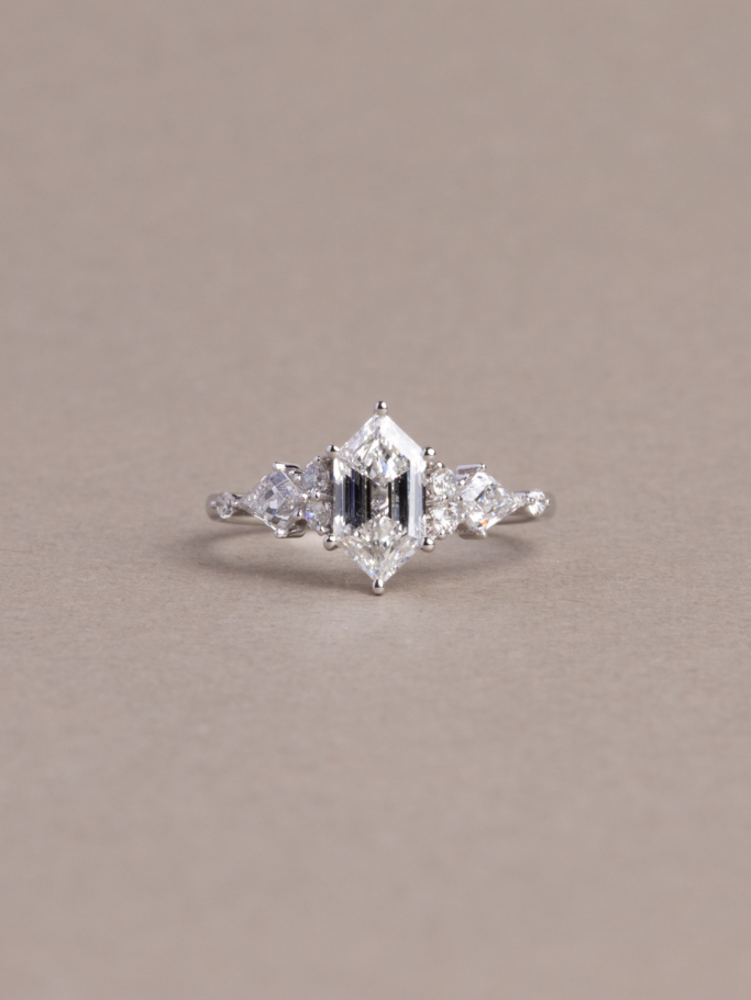 Holly ring   custom cut dutch marquise lab grown diamond   18k white gold