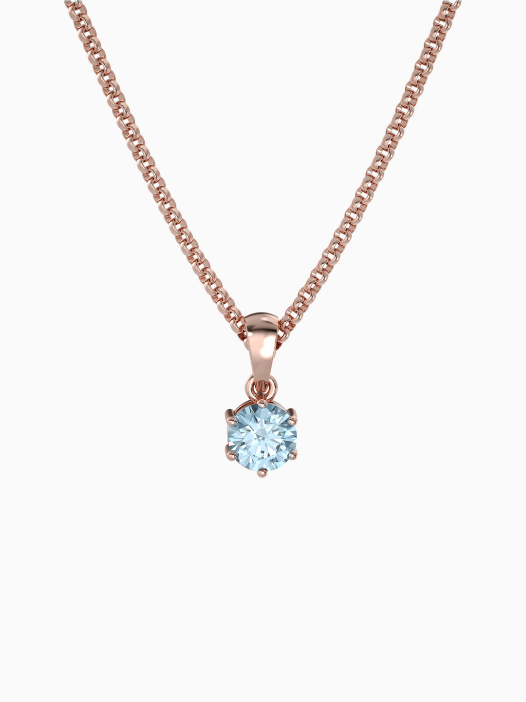 Bianca Necklace (Aquamarine) - Rose Gold Plated