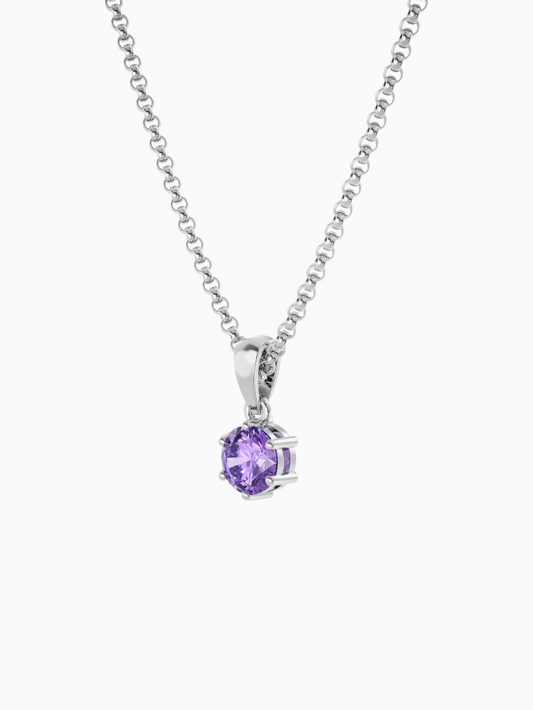 Bianca Necklace (Amethyst) - Rhodium Plated