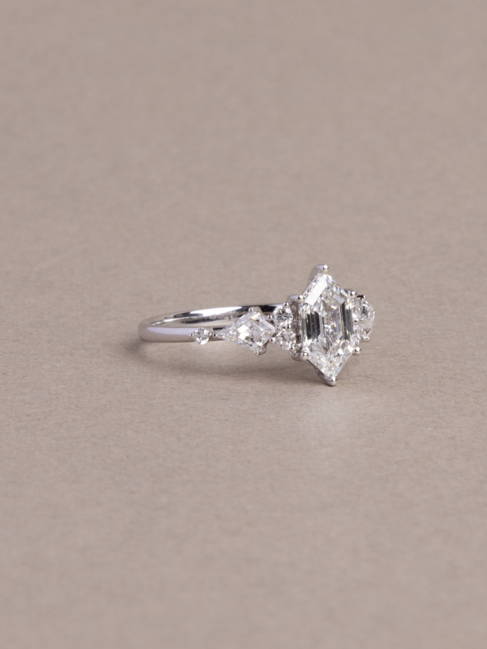 Holly ring   custom cut dutch marquise lab grown diamond   18k white gold
