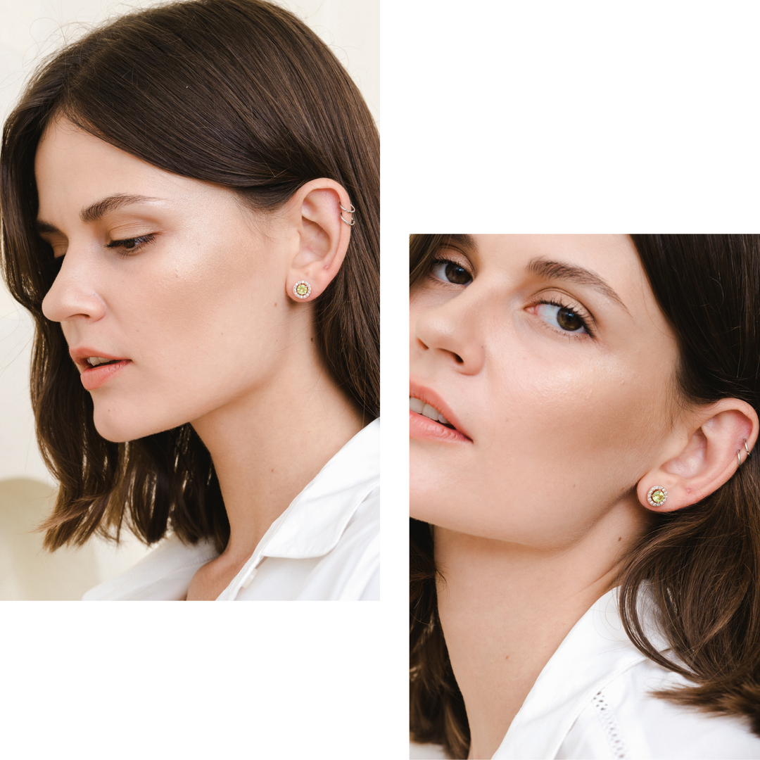 Lydia Earring (Peridot) - Rose Gold Plated