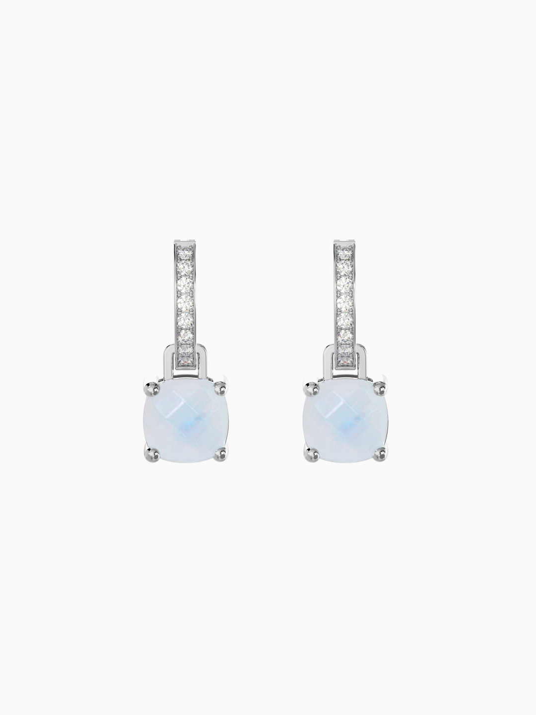 Wylie Earrings (Moonstone) - Rhodium Plated
