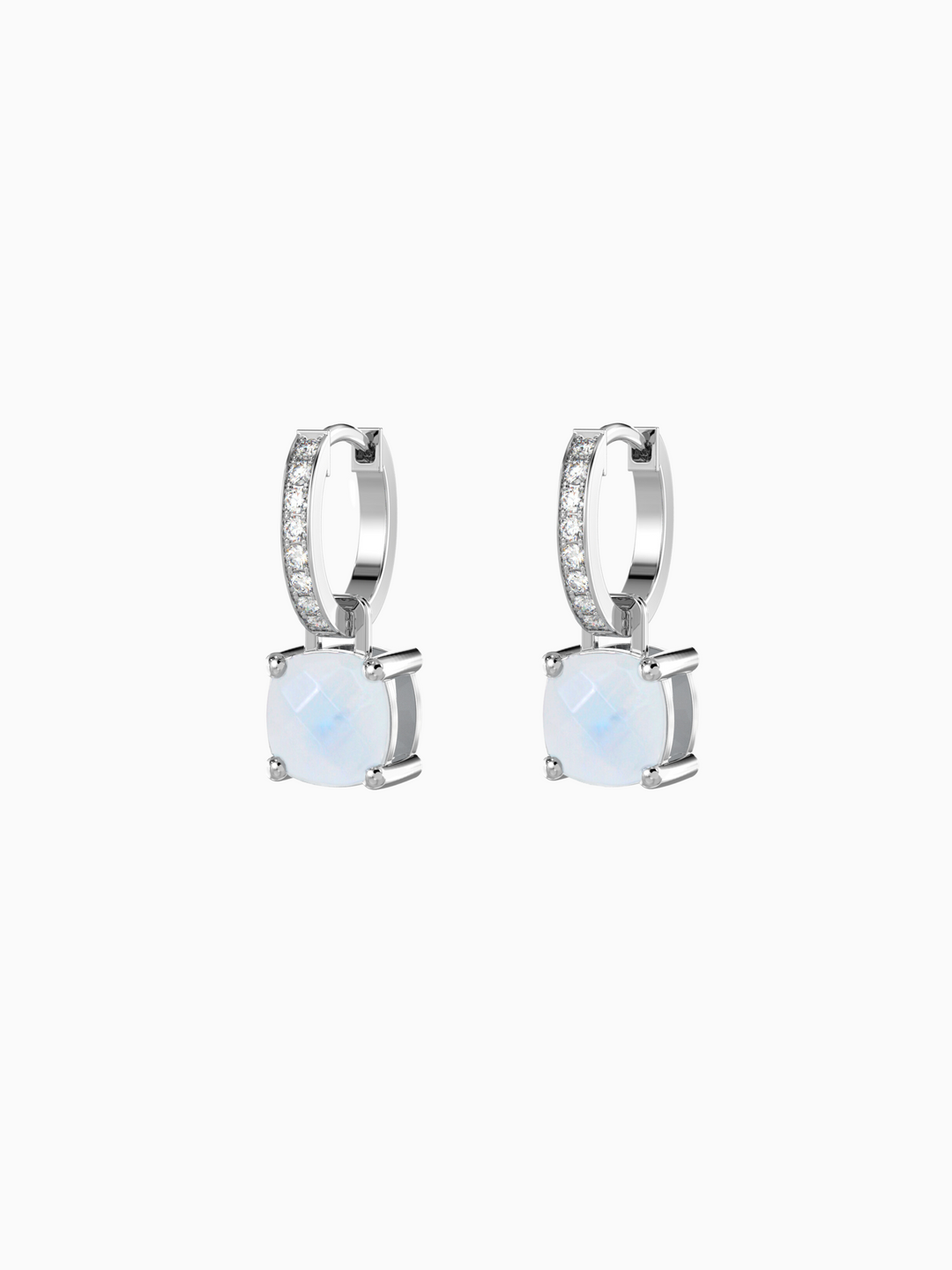 Wylie Earrings (Moonstone) - Rhodium Plated