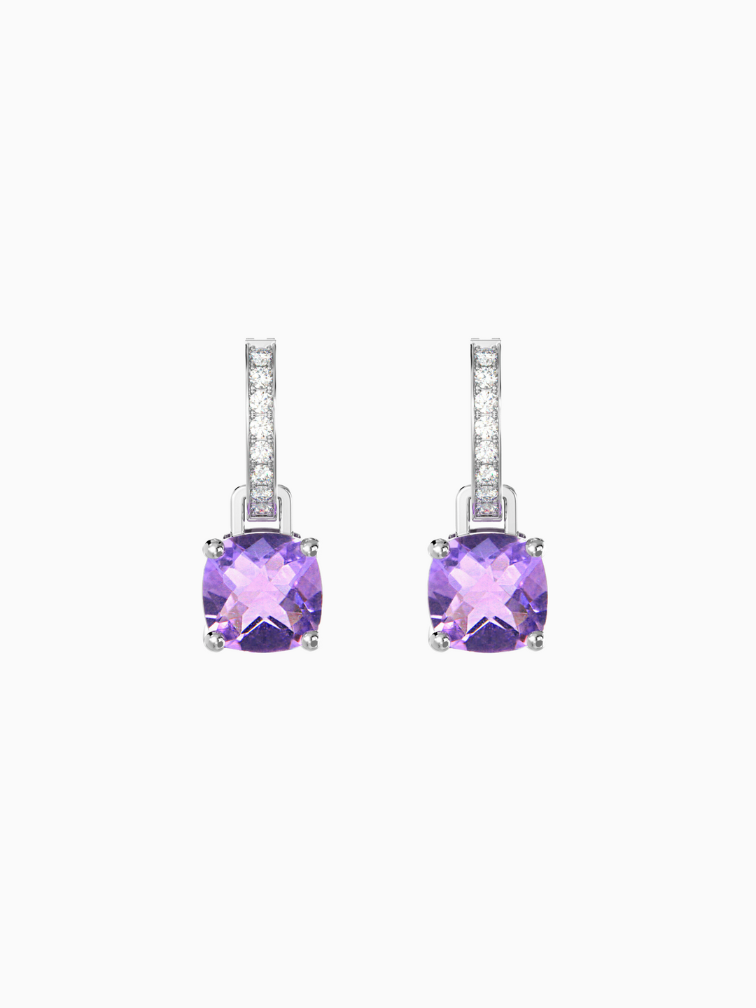 Wylie Earrings (Amethyst) - Rhodium Plated