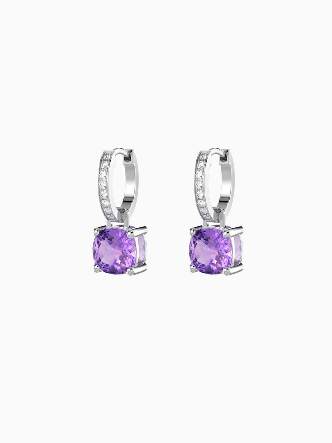 Wylie Earrings (Amethyst) - Rhodium Plated