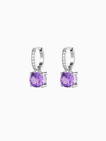 Load image into Gallery viewer, Wylie Earrings (Amethyst) - Rhodium Plated
