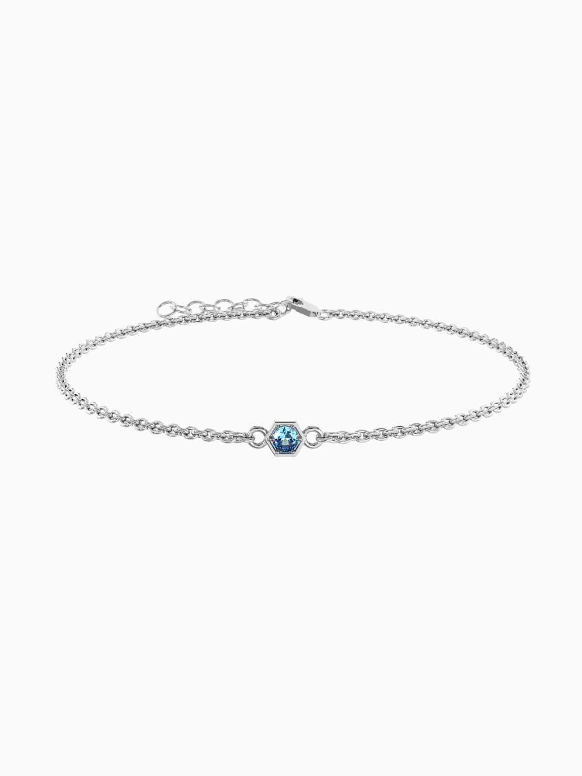 Fleur bracelet (london blue topaz)   rhodium plated