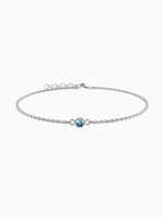Load image into Gallery viewer, Fleur Bracelet (London Blue Topaz) - Rhodium Plated
