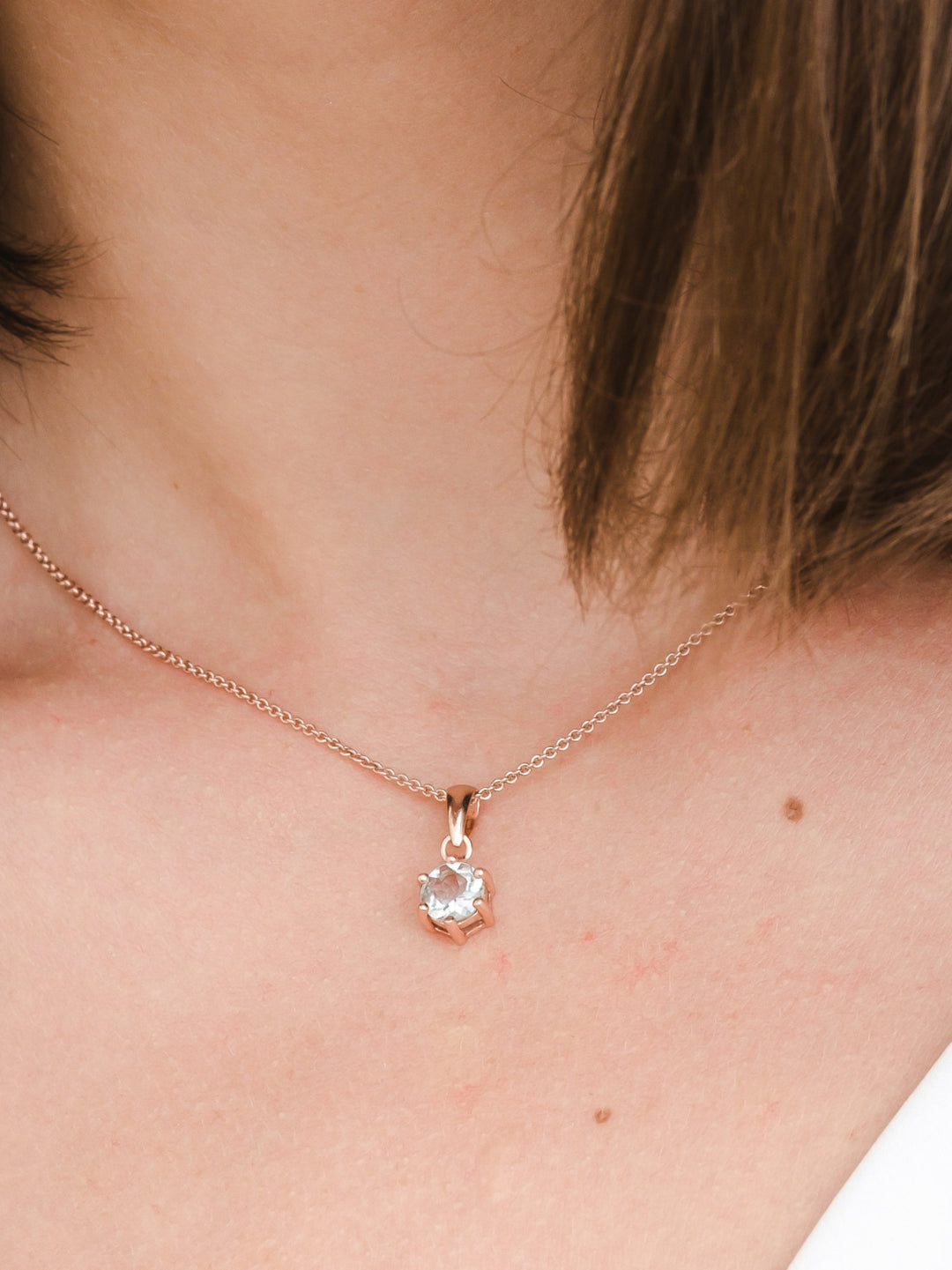 Bianca Necklace (Aquamarine) - Rose Gold Plated