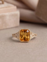 Load image into Gallery viewer, Jasper Ring - 2.25Ct Grossularite Garnet &amp; Lab Grown Diamonds - 18K Champagne Gold
