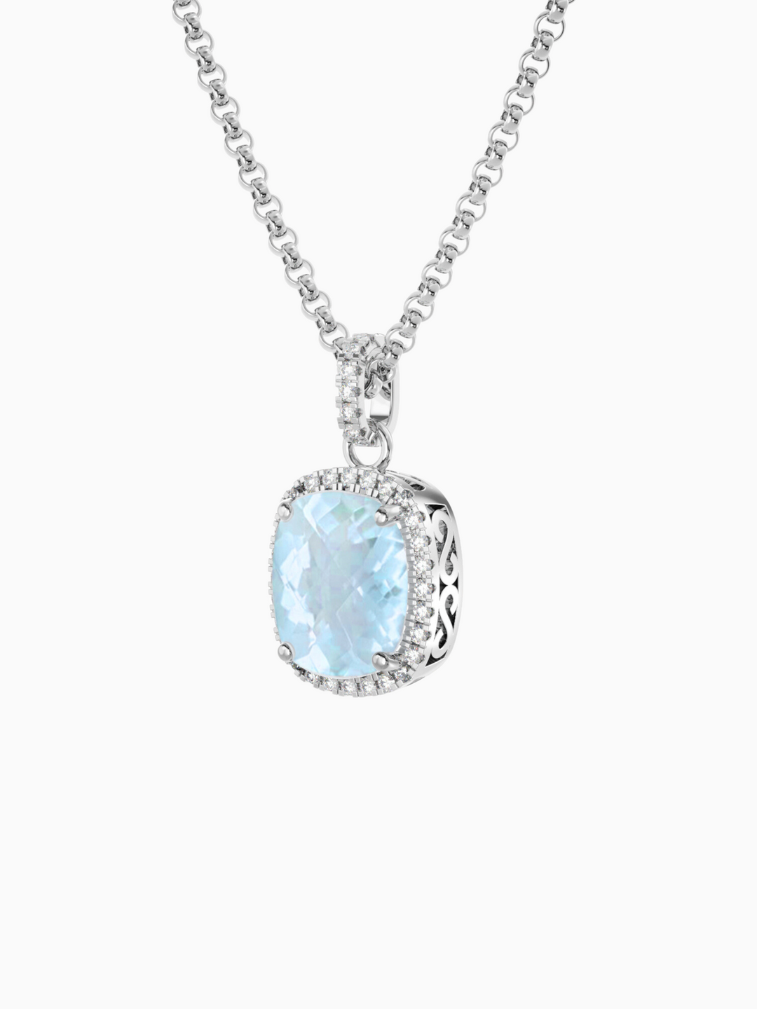 Laria Necklace (Sky Blue Topaz) - Rhodium Plated