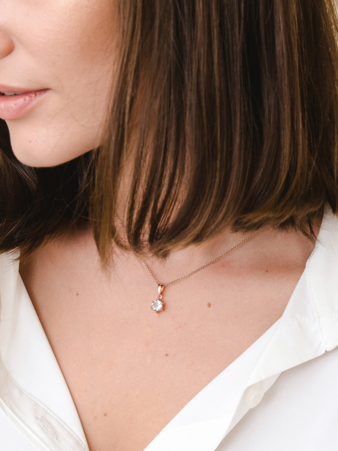 Bianca Necklace (Aquamarine) - Rose Gold Plated