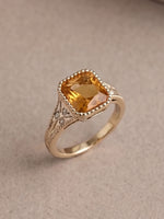 Load image into Gallery viewer, Jasper Ring - 2.25Ct Grossularite Garnet &amp; Lab Grown Diamonds - 18K Champagne Gold
