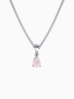 Load image into Gallery viewer, Laura Necklace (Rose Quartz) - Rhodium Plated

