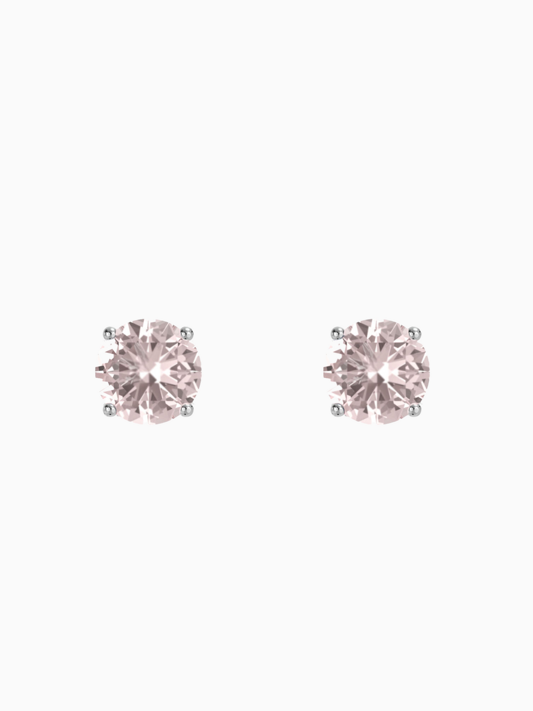 Lynn Earring (Rose Quartz) - Rhodium Plated