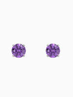Load image into Gallery viewer, Lynn Earring (Amethyst) - Rhodium Plated
