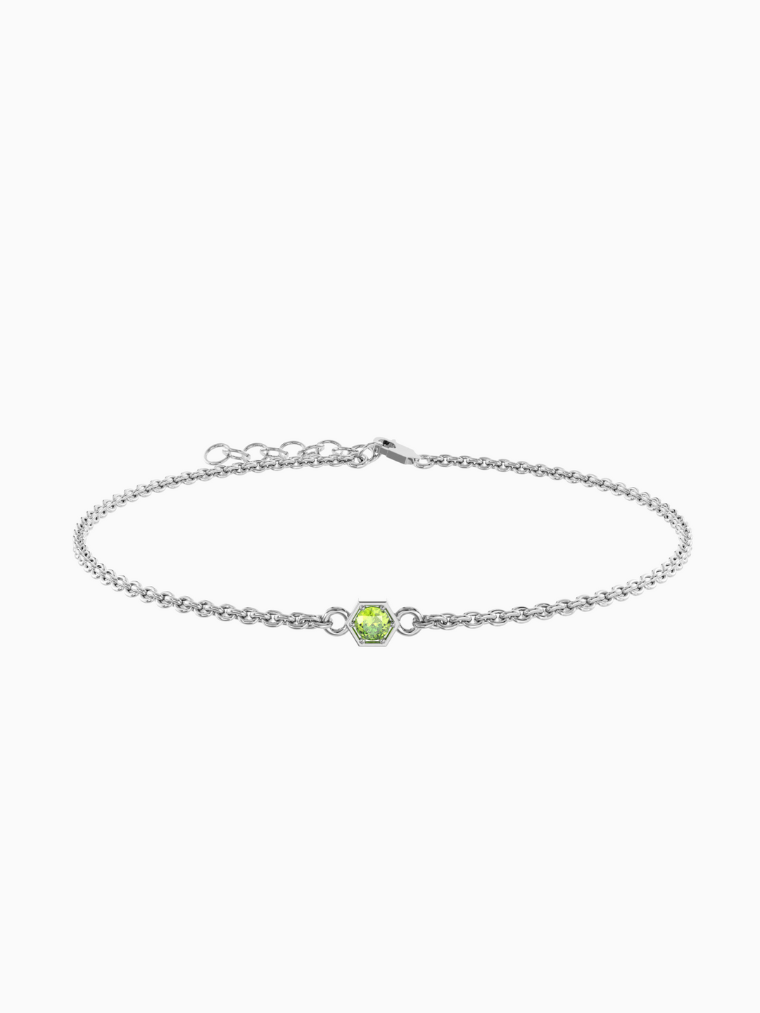 Fleur Bracelet (Peridot) - Rhodium Plated