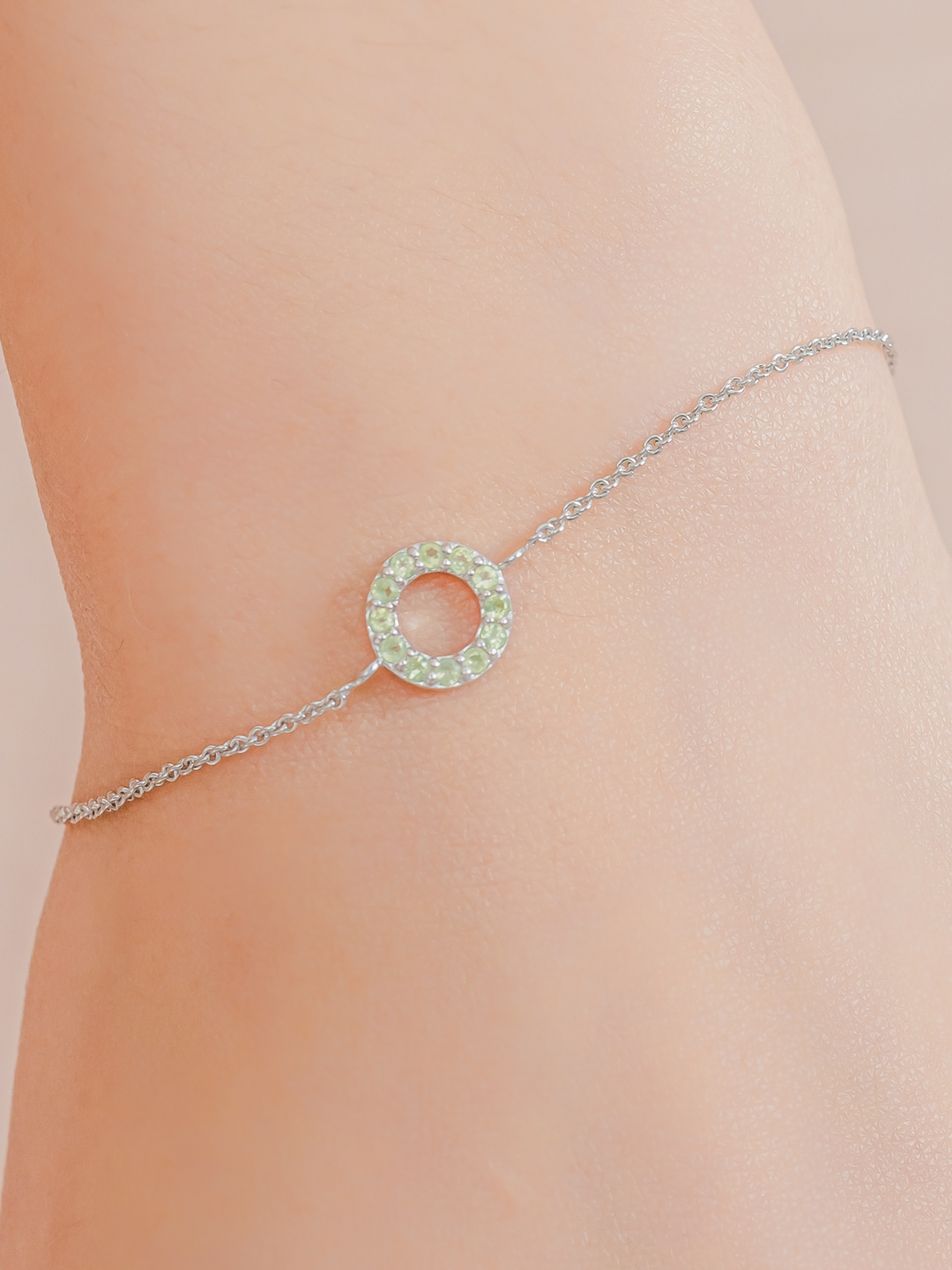 Fiona Bracelet (Peridot) - Rhodium Plated