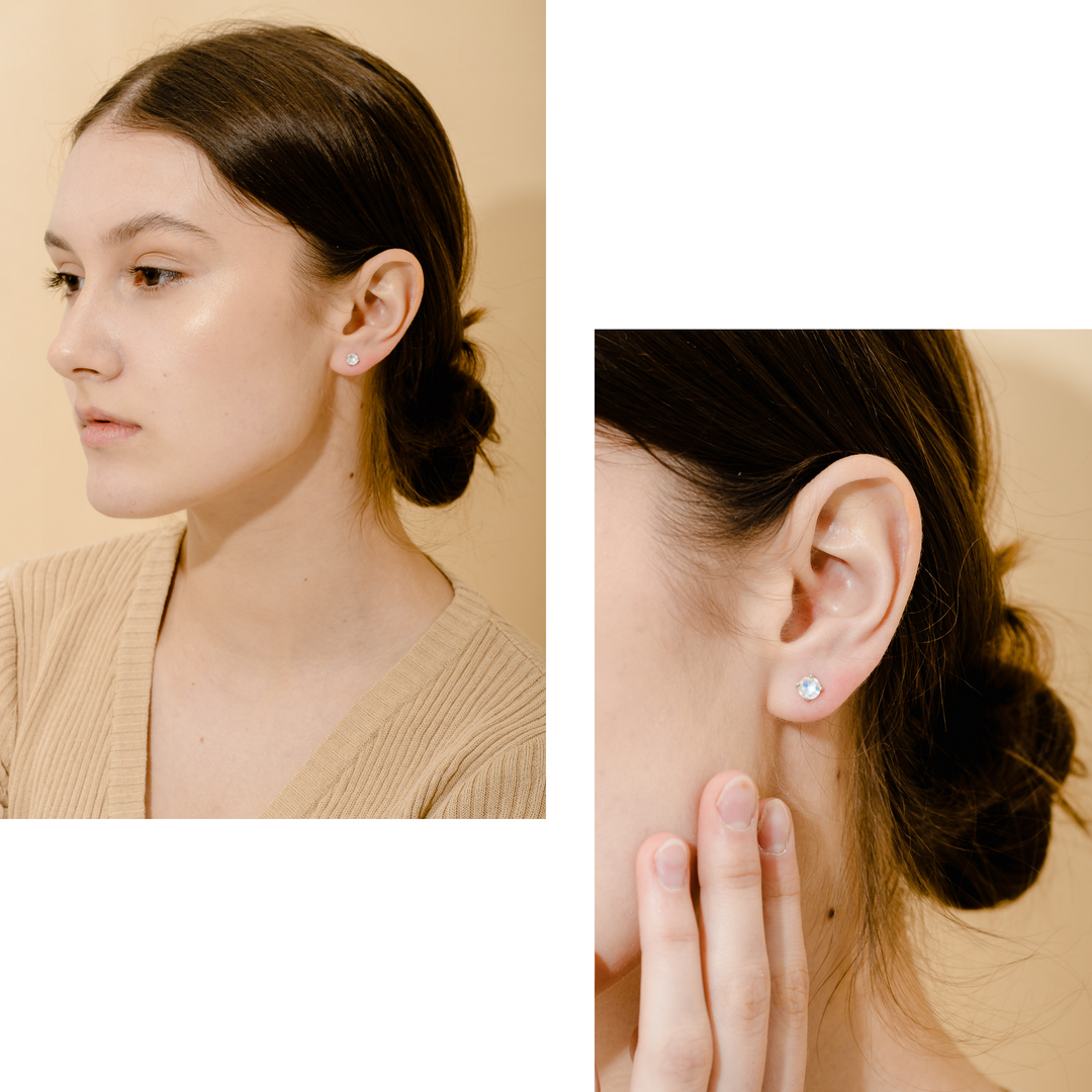Lynn Earring (Moonstone) - Rhodium Plated