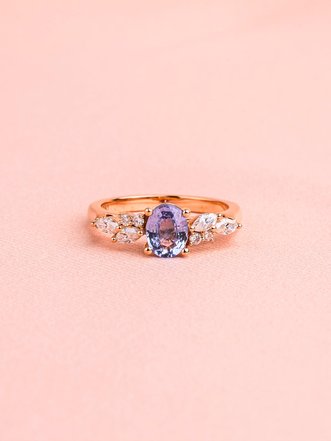Claudia Ring - 1.12Ct Lavender Sapphire & Lab Diamond - 18K Rose Gold