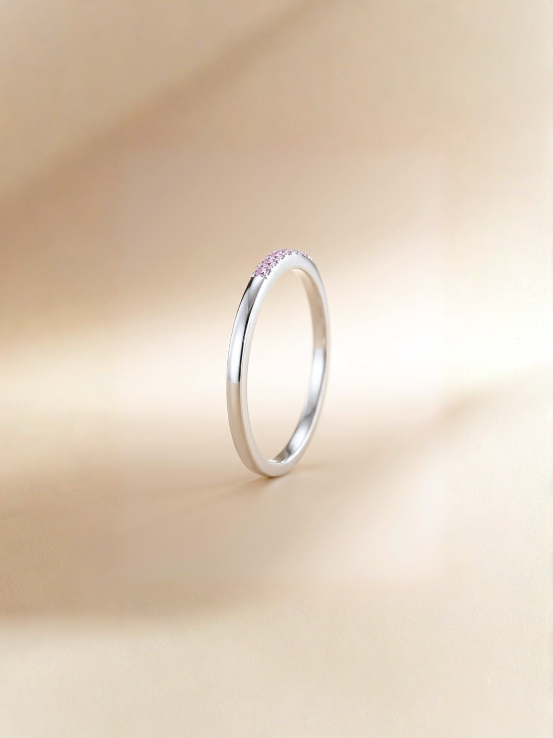Esther Ring (Pink Sapphire) - Rhodium Plated