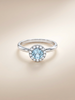 Load image into Gallery viewer, Lydia Ring (Aquamarine) - Rhodium Plated
