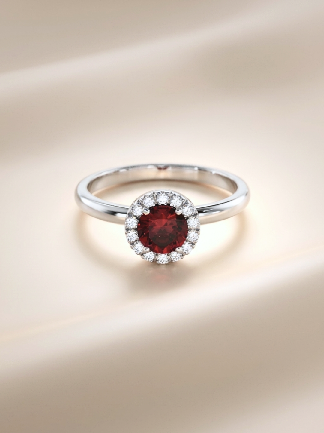 Lydia Ring (Garnet) - Rhodium Plated