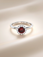 Load image into Gallery viewer, Lydia Ring (Garnet) - Rhodium Plated
