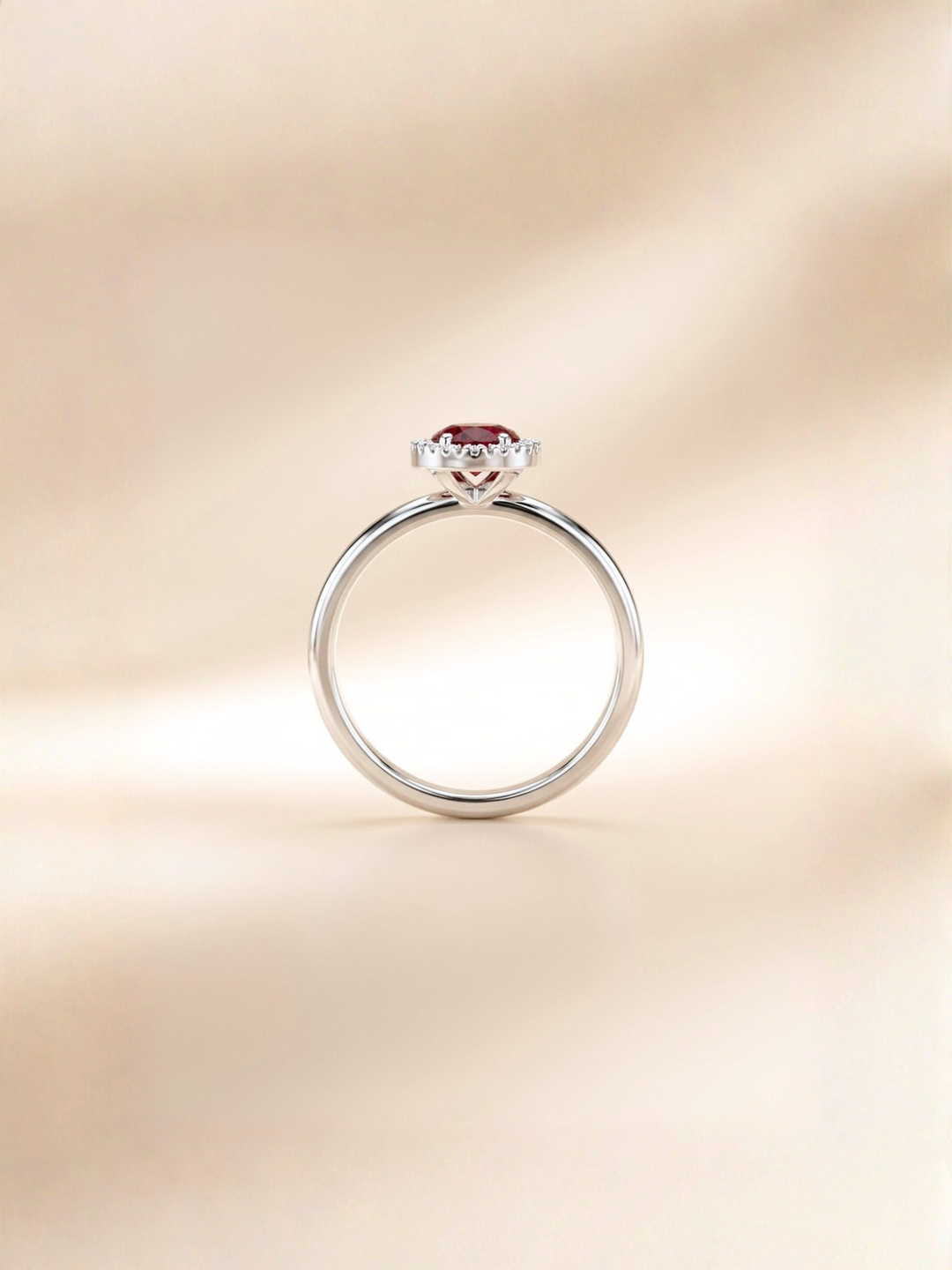 Lydia Ring (Garnet) - Rhodium Plated