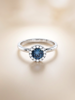 Load image into Gallery viewer, Lydia Ring (London Blue Topaz) - Rhodium Plated
