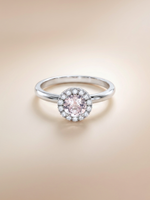Load image into Gallery viewer, Lydia Ring (Rose Quartz) - Rhodium Plated

