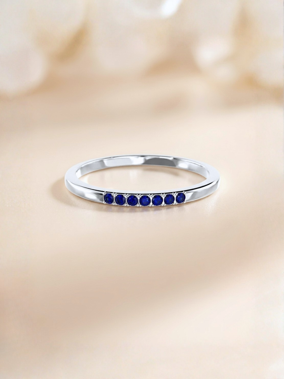 Esther Ring (Blue Sapphire) - Rhodium Plated