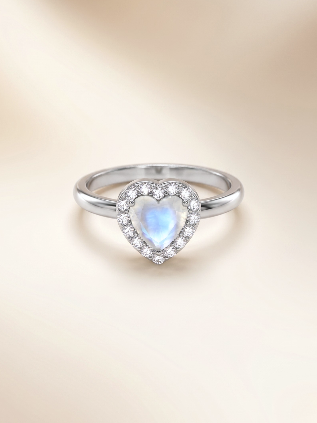 Leanne Ring (Moonstone) - Rhodium Plated