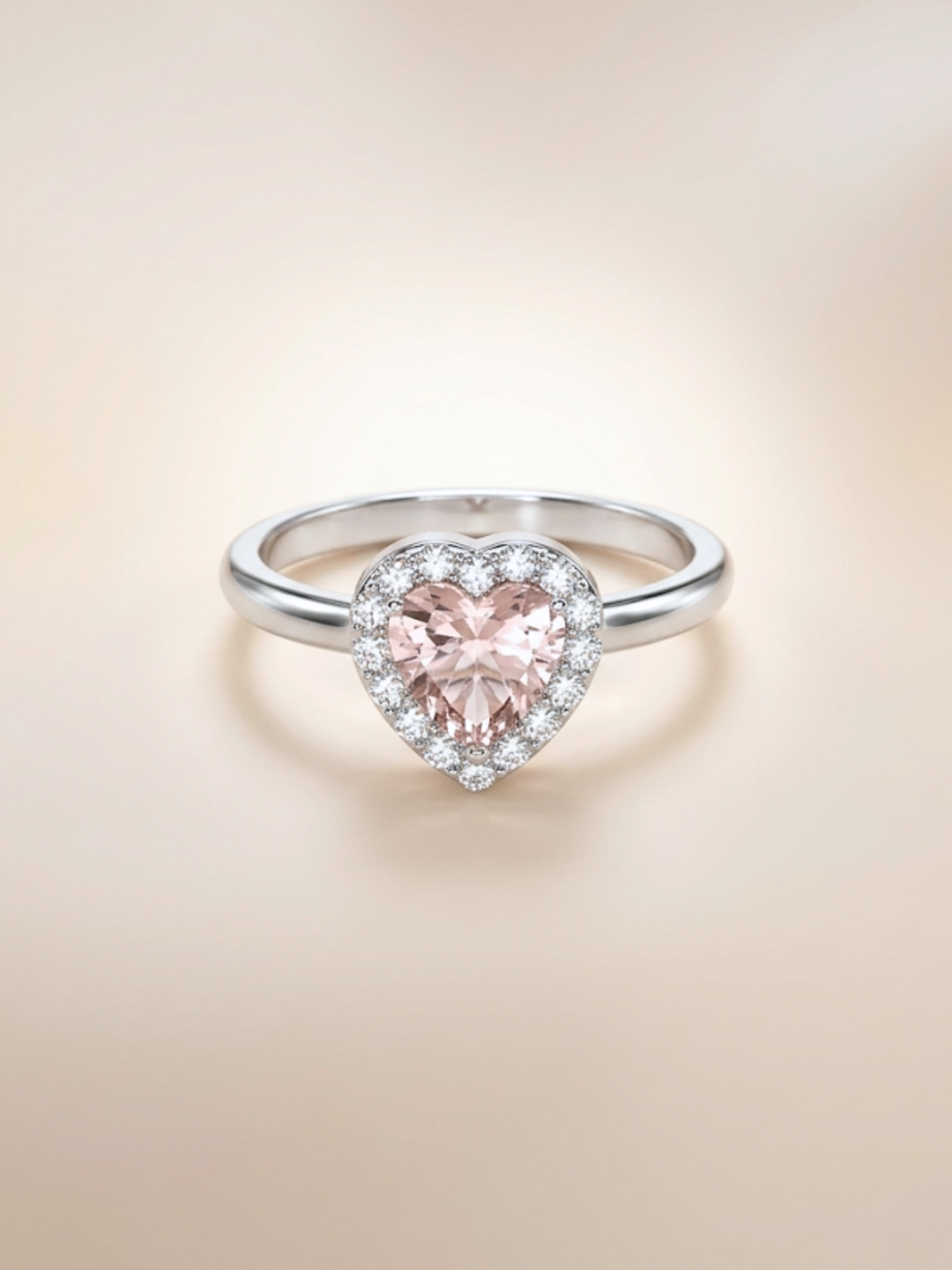 Leanne Ring (Rose Quartz) - Rhodium Plated