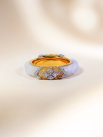 Load image into Gallery viewer, Natural White &amp; Lavender Jade with Diamonds - 18K Solid Gold
