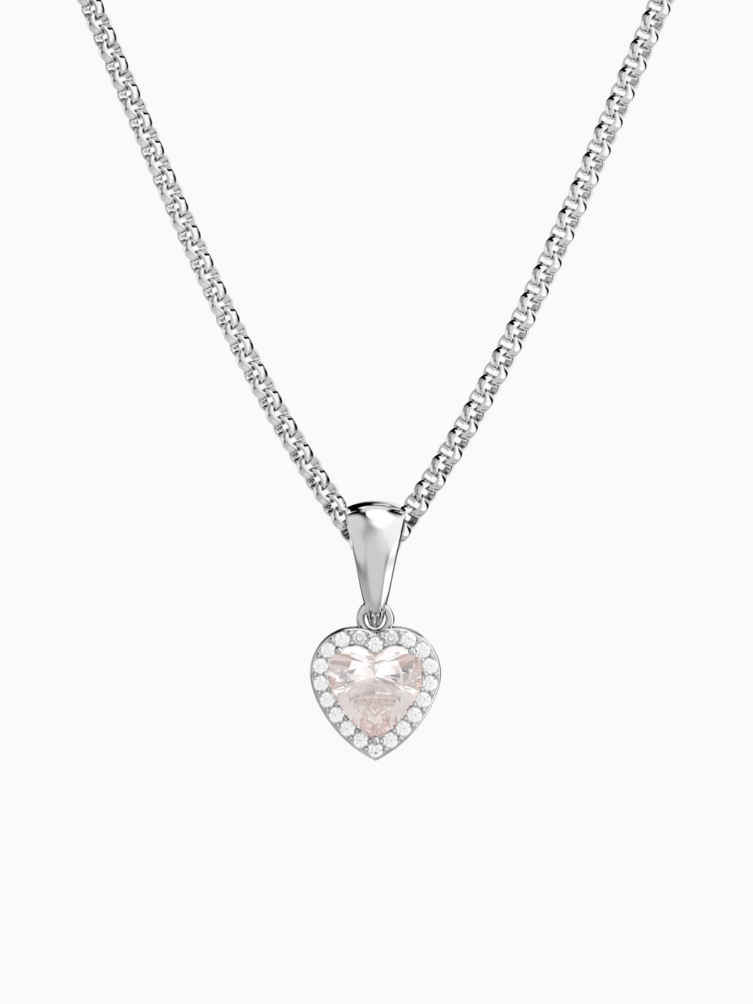 Leanne Necklace (Rose Quartz) - Rhodium Plated